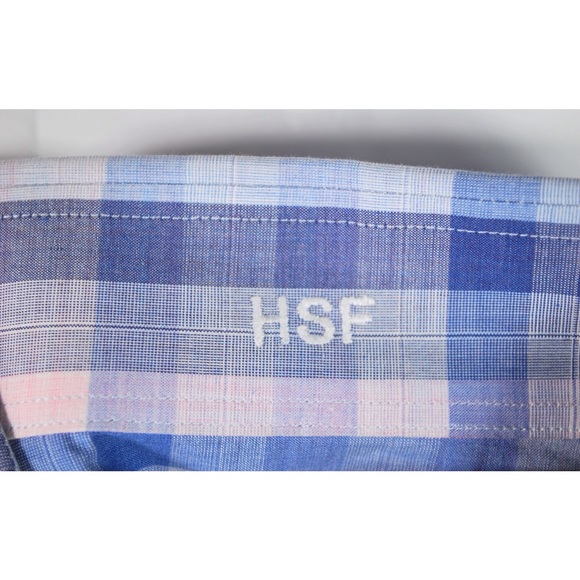 J Hilburn Blue Pink Check Bespoke Dress Shirt - Picture 6 of 6